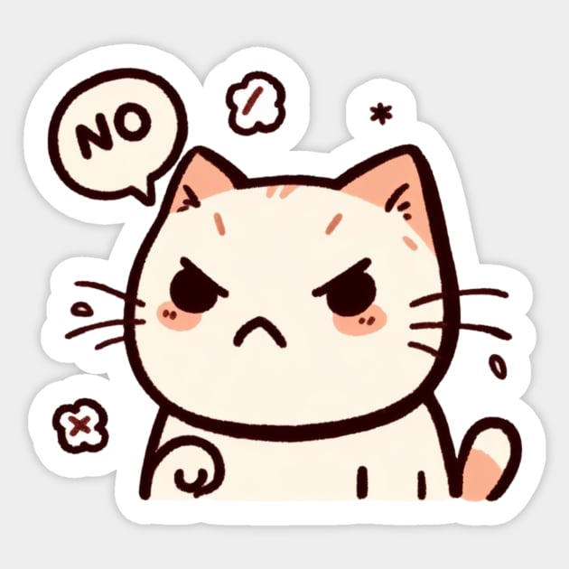 Angry Cat Saying No Sticker by PhotoSphere